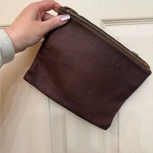 Source Unknown Dark Brown Leather Wristlet
